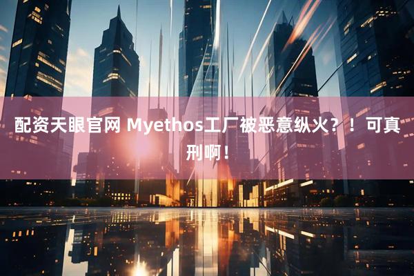 配资天眼官网 Myethos工厂被恶意纵火？！可真刑啊！